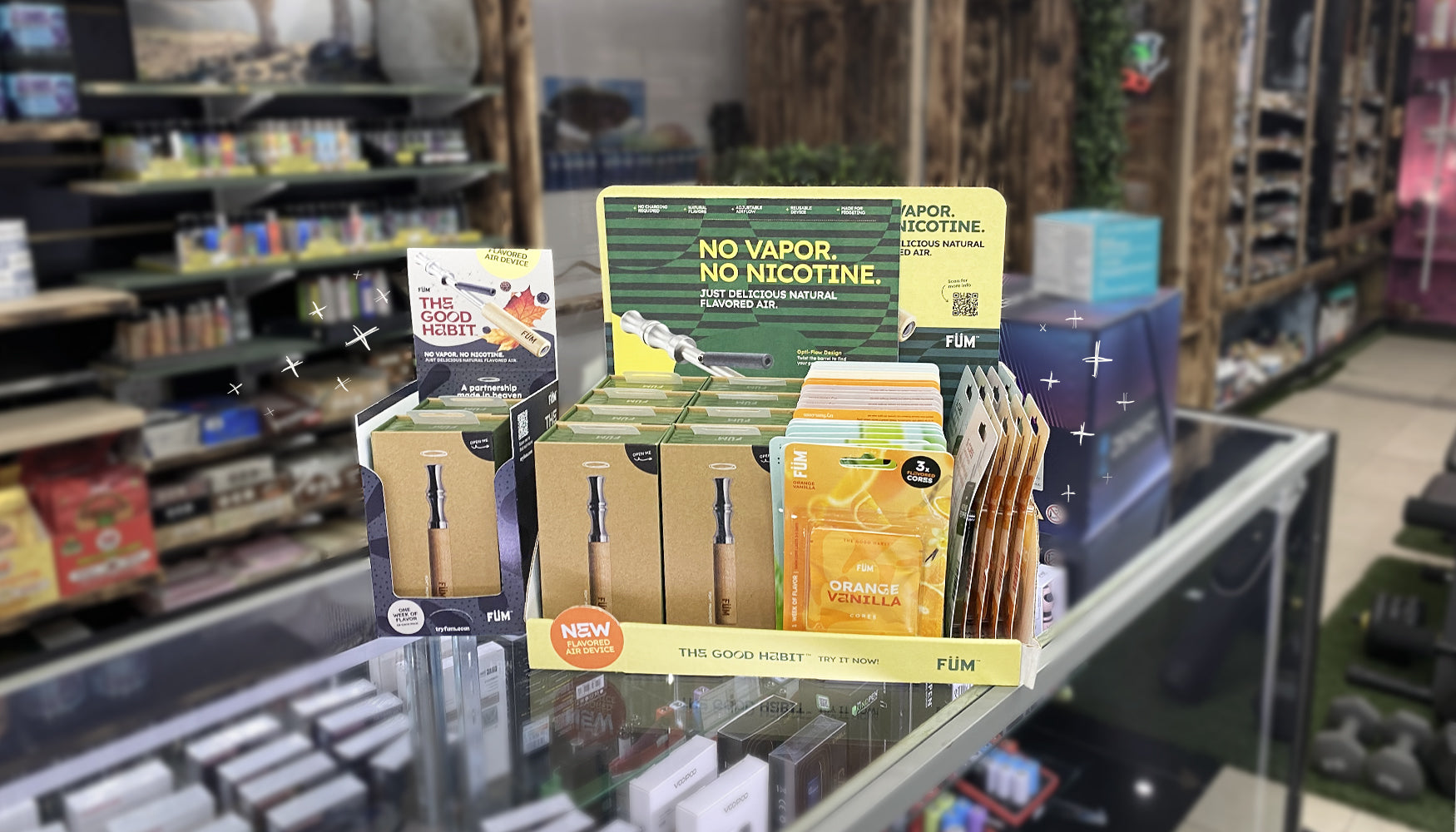 FÜM Store-in-a-Box display on a retailer shelf